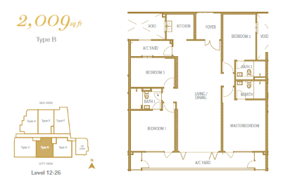 Type B 2,009 sq ft 户型图