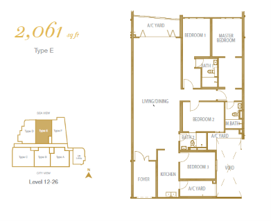 Type E 2,061 sq ft 户型图
