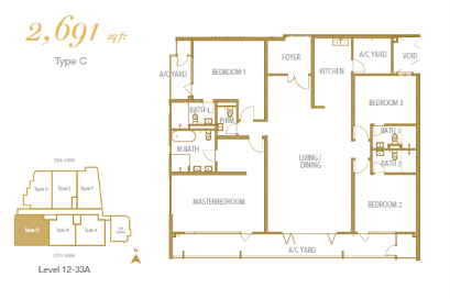 Type C 2,691 sq ft 户型图