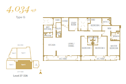 Type G 4,034 sq ft 户型图