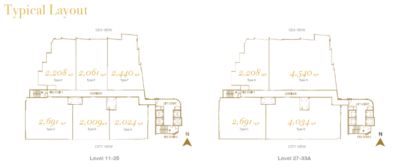 Cantonment Residence 典型楼层户型分布图